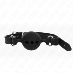 vVigoroso KINK - MORDAÇA COMPLETA DE SILICONE 55 x 2 CM COM BOLA DE 5 CM TAMANHO L PRETO AJUSTÁVEL 35-51 CM