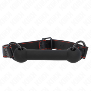 vVigoroso KINK - MORDAÇA DE OSSO COM ALÇA DE COURO PRETA AJUSTÁVEL 41-57 CM