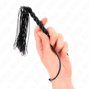 vVigoroso KINK - MINI CHICOTE DE SILICONE COM 6 CONTAS PRETAS 26 CM