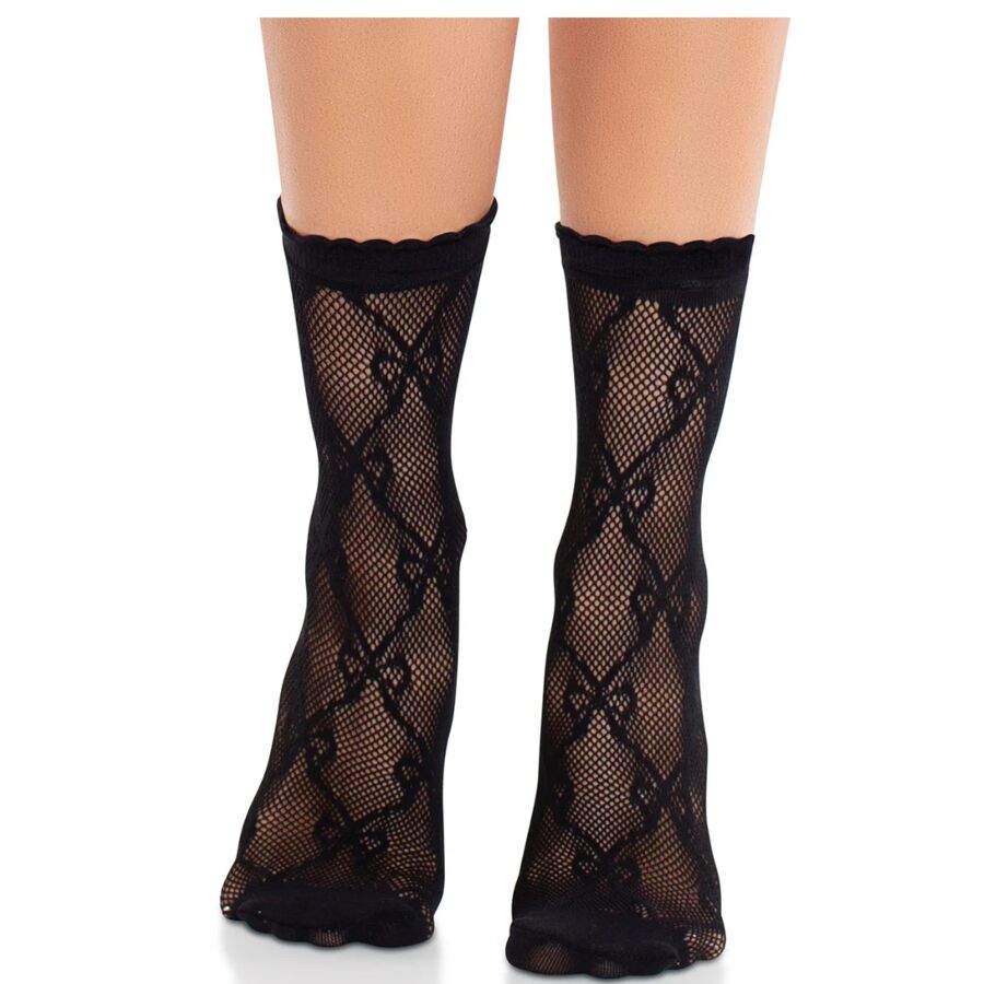 LEG AVENUE - MEIAS DE RENDA PRETA COM LAÇO - Image 3