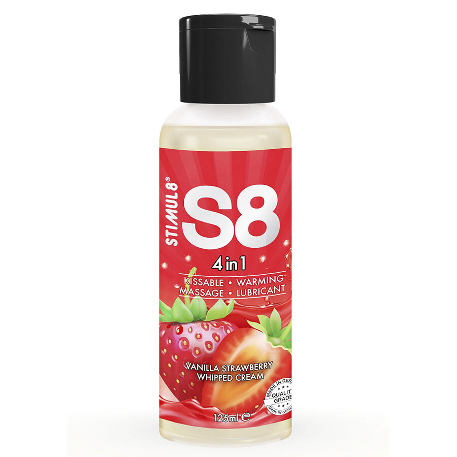 vVigoroso STIMUL8 - S8 LUBRIFICANTE 4 EM 1 DE SOBREMESA DE MORANGO 125 ML
