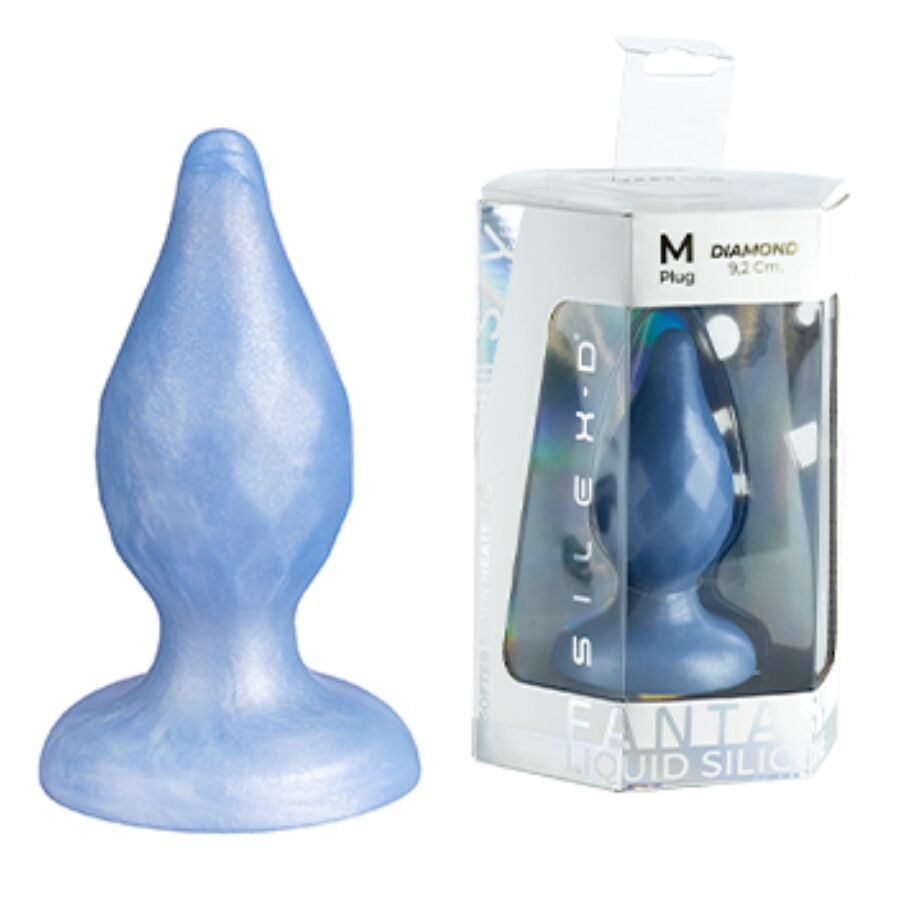 Vigoroso SILEXD - DIAMOND PLUG ANAL FANTASY DE SILICONE LÍQUIDO TERMOREATIVO AZUL PEROLADO 9