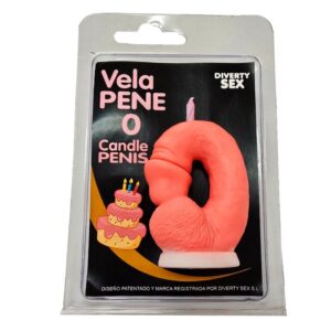 vVigoroso DIABLO PICANTE - VELA EM FORMATO DE PÊNIS COM O NÚMERO 0 NA COR ROSA