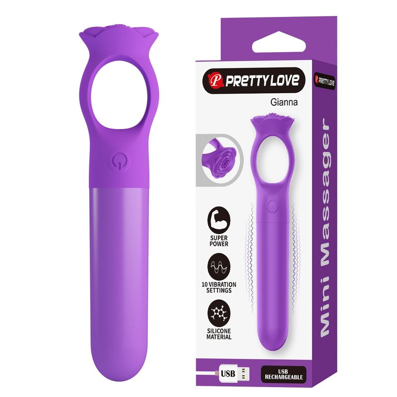 Vigoroso PRETTY LOVE - MINI VIBRADOR MASSAGEADOR RECARREGÁVEL GIANA ROXO