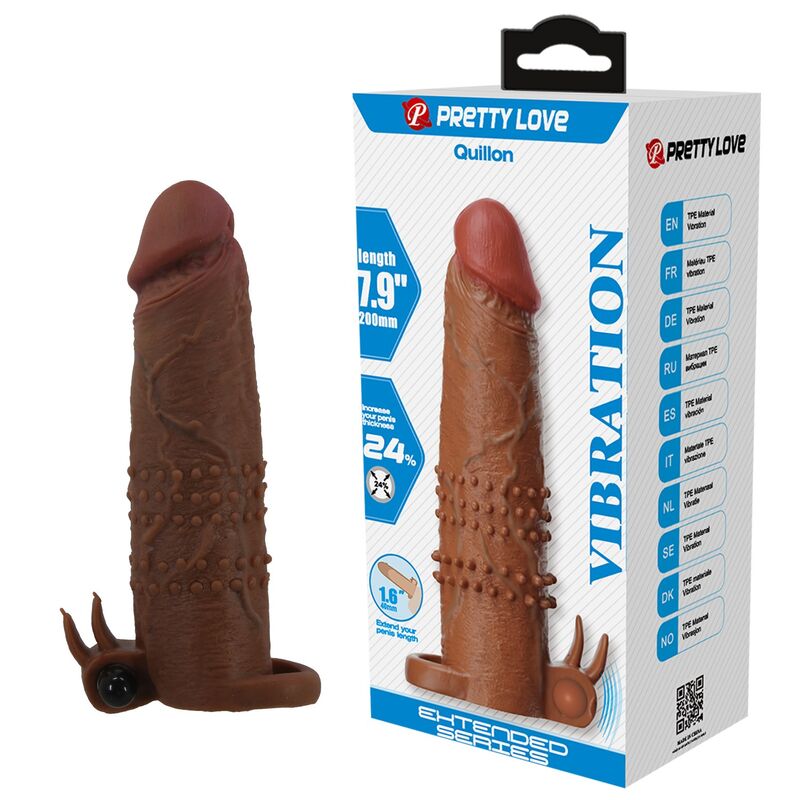 Vigoroso PRETTY LOVE - CAPA VIBRATÓRIA PARA PÊNIS QUILLON 20 CM Ø 4 CM MARROM