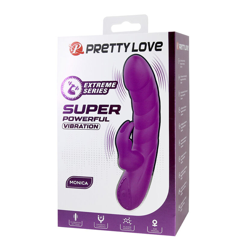 PRETTY LOVE - MONICA VIBRADOR RECARREGÁVEL COM DUPLA ESTIMULAÇÃO PARA PONTO G E CLITÓRIS ROXO - Image 3
