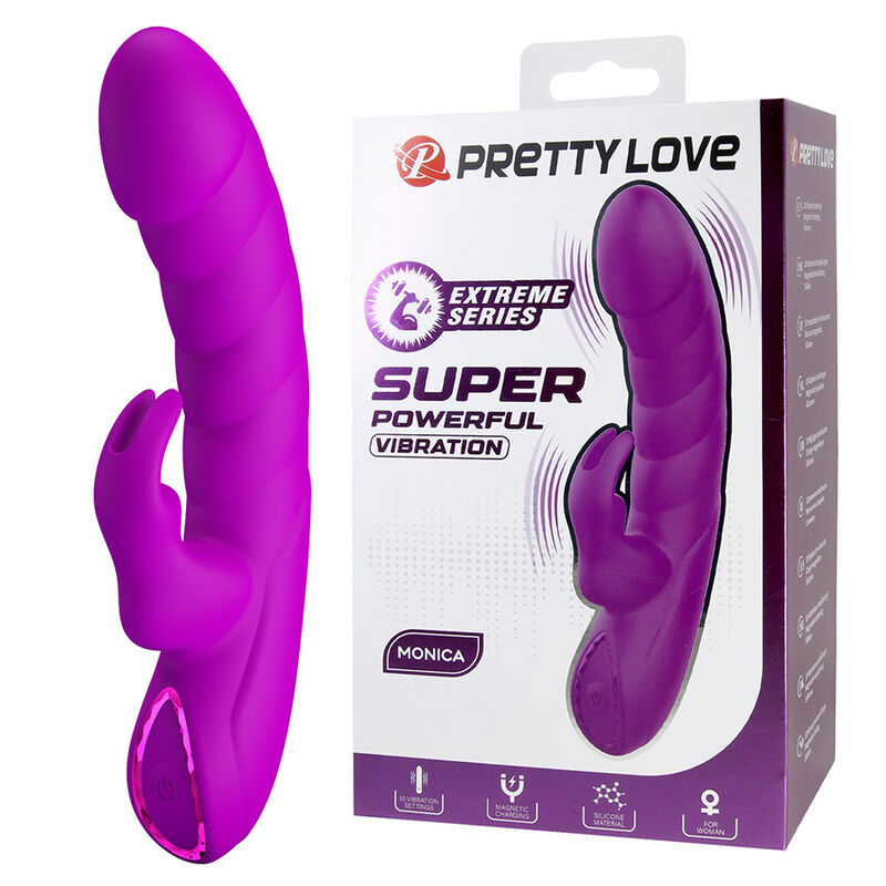 Vigoroso PRETTY LOVE - MONICA VIBRADOR RECARREGÁVEL COM DUPLA ESTIMULAÇÃO PARA PONTO G E CLITÓRIS ROXO