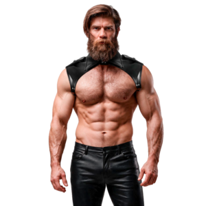 vVigoroso FETISH SUBMISSIVE ATTITUDE - ARNÊS DE PESCOO DE COURO ECOLÓGICO AJUSTVEL BRIGADE MASCULINO
