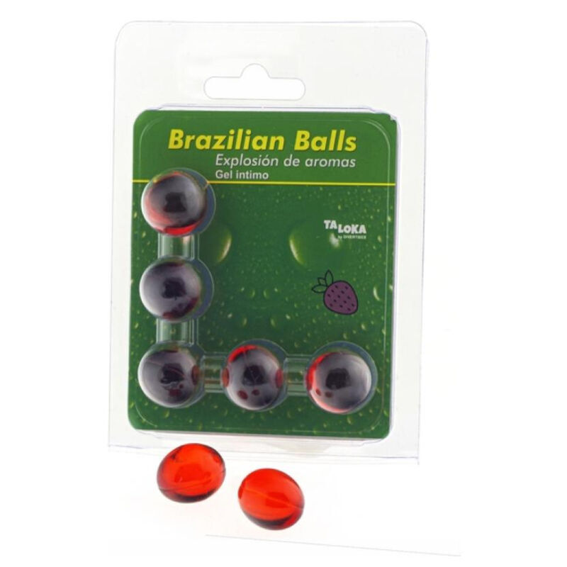 vVigoroso TALOKA - 5 BOLAS BRASILEIRAS GEL ÍNTIMO DE MORANGO