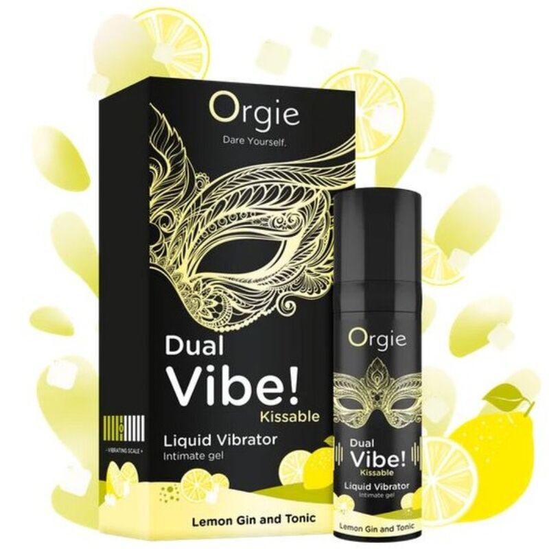 ORGIE - DUAL VIBE! VIBRADOR LÍQUIDO BEIJÁVEL COM SABOR DE LIMÃO, GIN TÔNICA 15 ML - Image 3