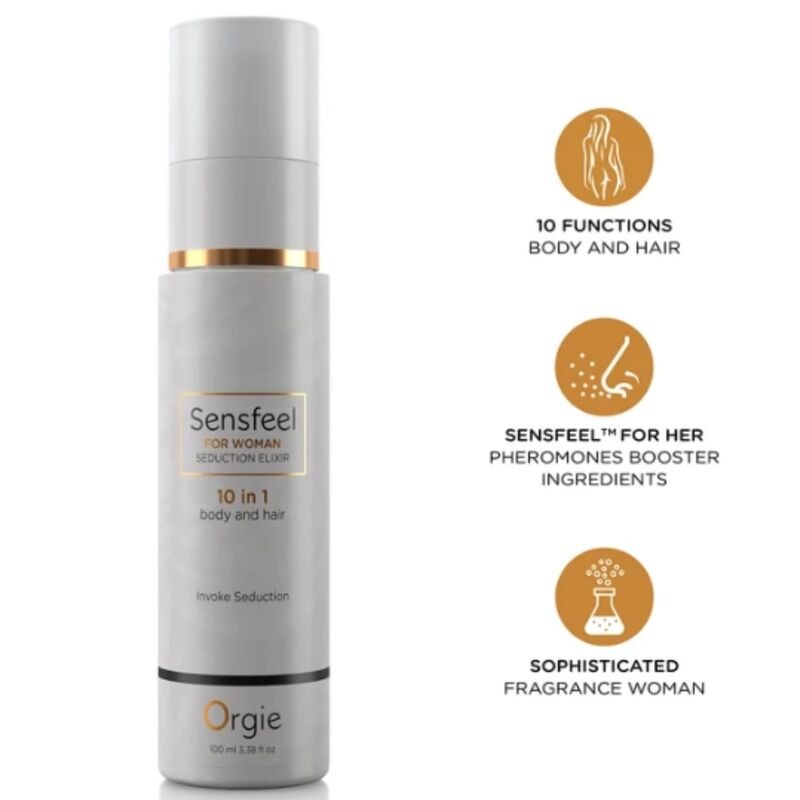 vVigoroso ORGIE - SENSFEEL ELIXIR DE SEDUÇÃO FEMININO 10 EM 1 PARA CORPO E CABELO 100 ML