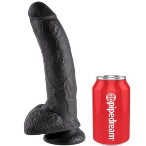 Vigoroso KING COCK - DILDO PRETO COM BOLAS 22.9 CM