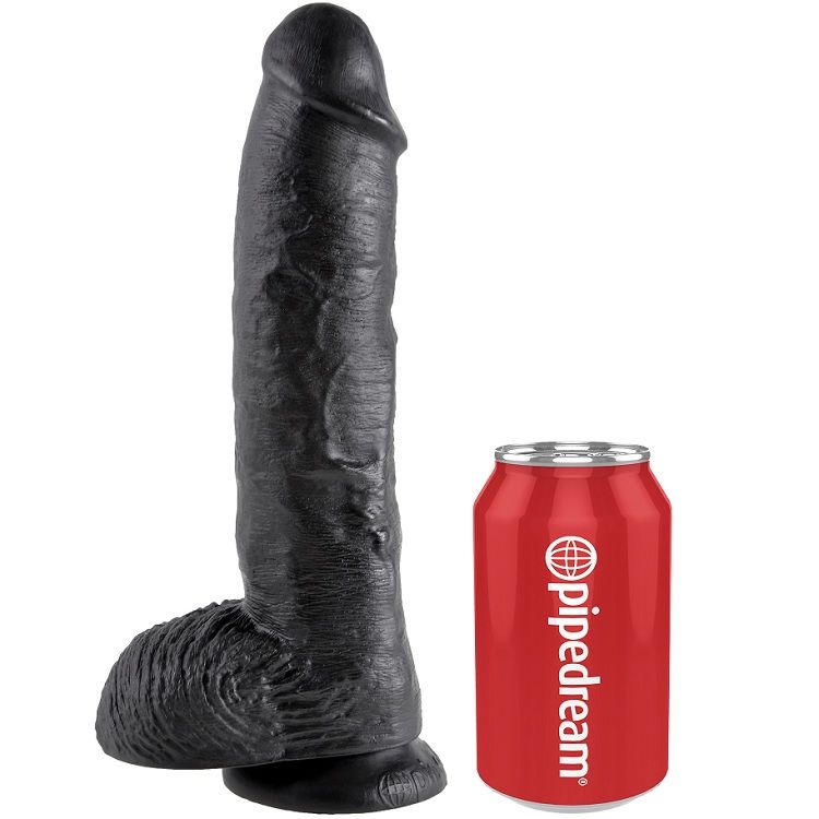 Vigoroso KING COCK - DILDO PRETO COM BOLAS 25.4 CM
