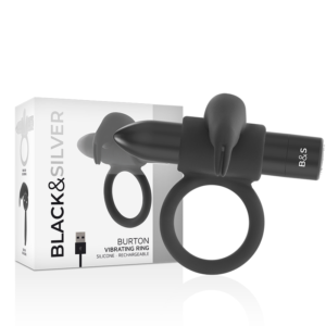 Vigoroso BLACK&SILVER - BURTON RING 10 MODOS DE VIBRAÇÃO PRETO