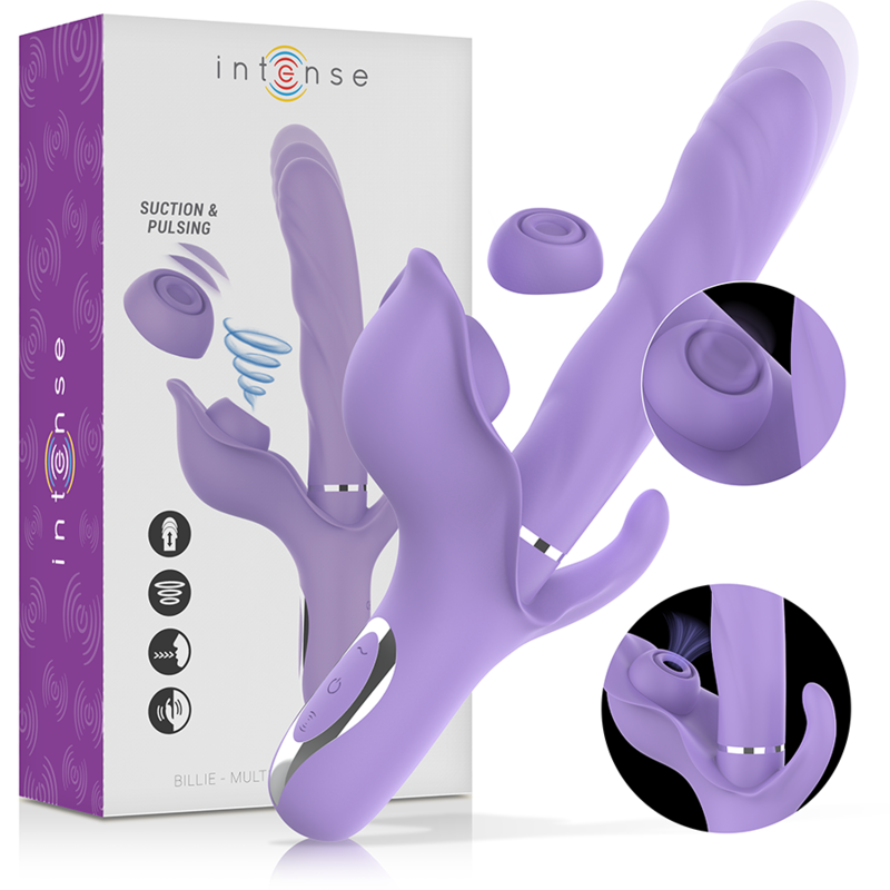 Vigoroso INTENSE - VIBRADOR DE SUCÇÃO MULTIFUNCIONAL BILLIE RECARREGÁVEL COM BOTÃO ROXO