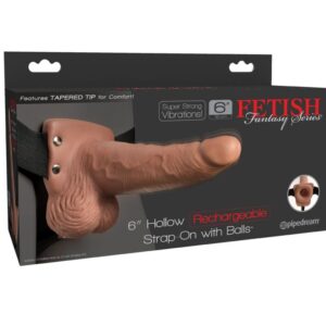Vigoroso FETISH FANTASY SERIES - ARNÊS AJUSTVEL PÊNIS REALISTA COM TESTÍCULOS RECARREGVEIS E VIBRADOR 15 CM