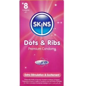 Vigoroso - SKINS - DOTS & RIBS PREMIUM PRESERVATIVOS PACOTE 8