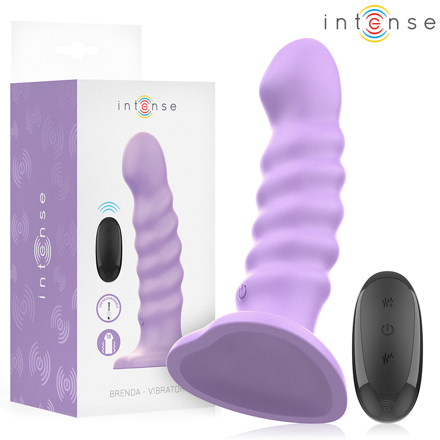 Vigoroso INTENSE - VIBRADOR BRENDA TAMANHO M DESIGN ESPIRAL 10 VIBRAÇÕES ROXO CONTROLE REMOTO