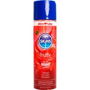 vVigoroso SKINS - LUBRIFICANTE À BASE DE ÁGUA COM SABOR FRUTADO DE MORANGO 130 ML