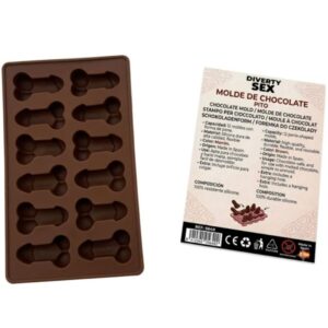 vVigoroso DIABLO PICANTE - FORMA DE CHOCOLATE COM 12 PÊNIS DE SILICONE PARA PENDURAR VERMELHO