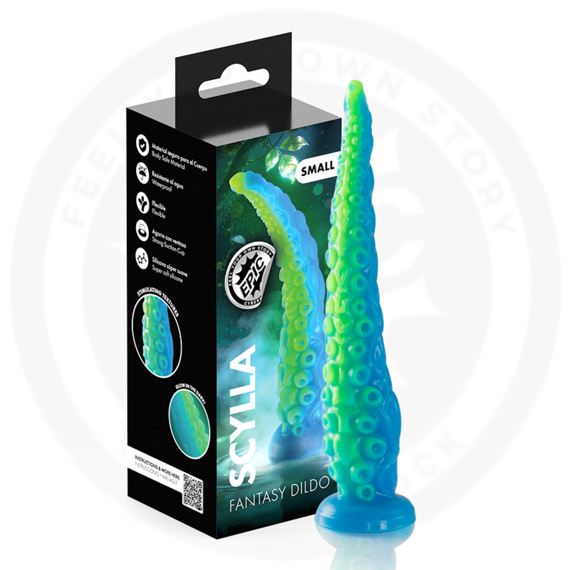 Vigoroso EPIC - SCYLLA DILDO COM TENTÁCULOS FINOS E FLUORESCENTES DE TAMANHO PEQUENO